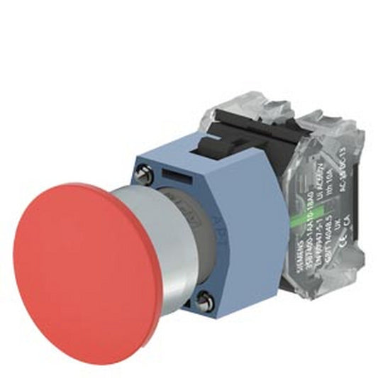 Botão Emergência Cogumelo 40mm Met Cromado Vermelha 22mm 100-240V 1NF Soco 3Sb71301Bc201Ca0 Siemens