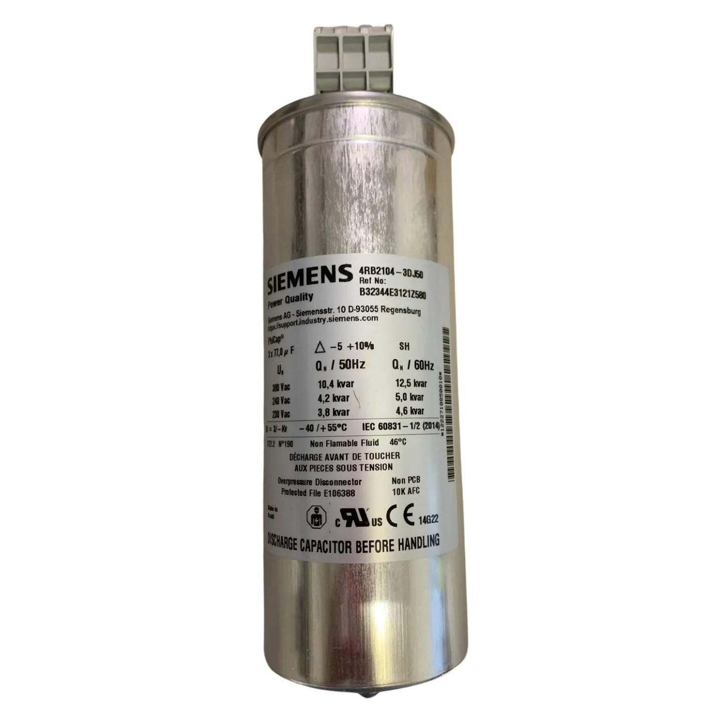 CAPACITOR TRIFASICO 20KVAR 380V B32344E3201Z080 A7B10001207300 SIEMENS