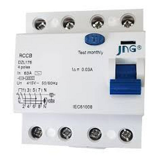 INTERRUPTOR DIFERENCIAL RESIDUAL TETRAPOLAR  IDR 4P 30MA 63A - DZL176 4 63 30MA