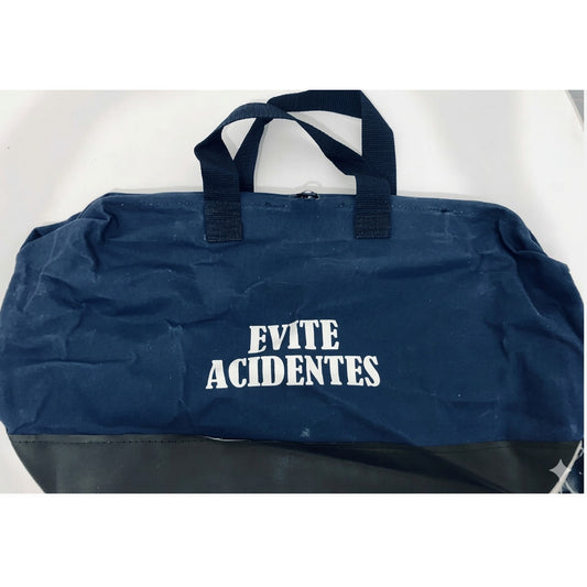 BOLSA DE LONA AZUL PORTA FERRAMENTA LOGO EVITE ACIDENTES