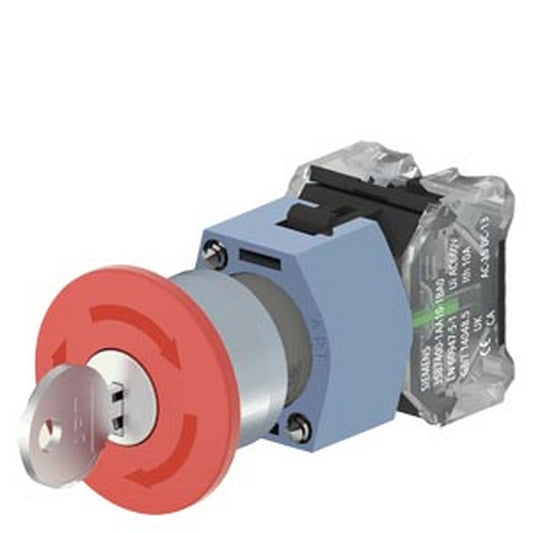 Botão Emergência Cogumelo Vermelho 40mm 1NF Chave 3SB71301HD201CA0 Siemens