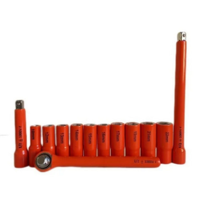 JOGO CHAVE CATRACA 1/2 C SOQUETE C 12PCS ISOLADO