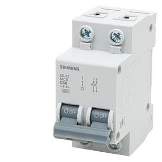 Disjuntor Mini Bipolar 50A 220/380V Curva C 3Ka 5SJ12507MB Siemens