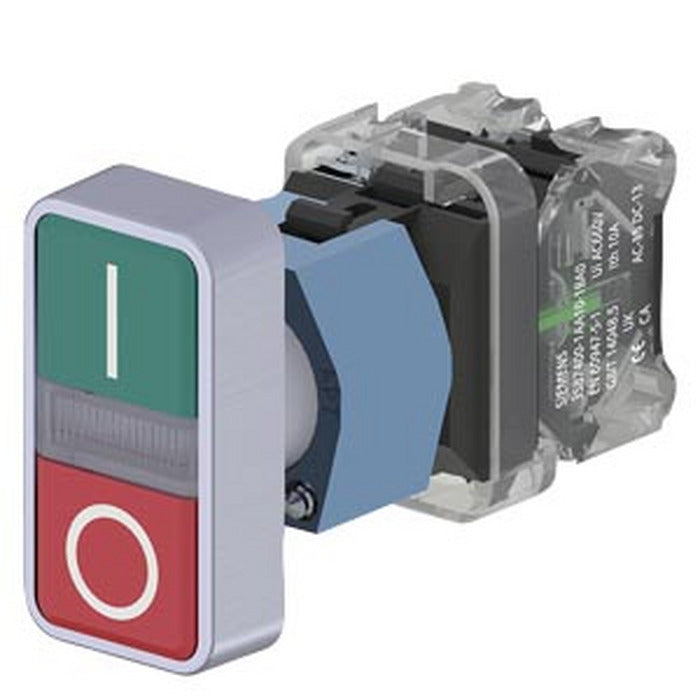Botão Duplo Sem Sinalização 1NA1NF Verde e Vermelho 3SB71303AA241MK0 Siemens