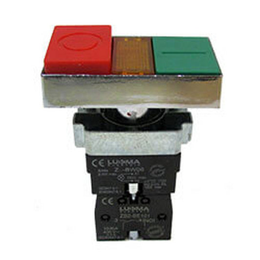 Botão 22Mm Led Duplo 1NA+1NF Verde e Vermelho Impulsão Plástico 230V - LK-EW8465 - LUKMA