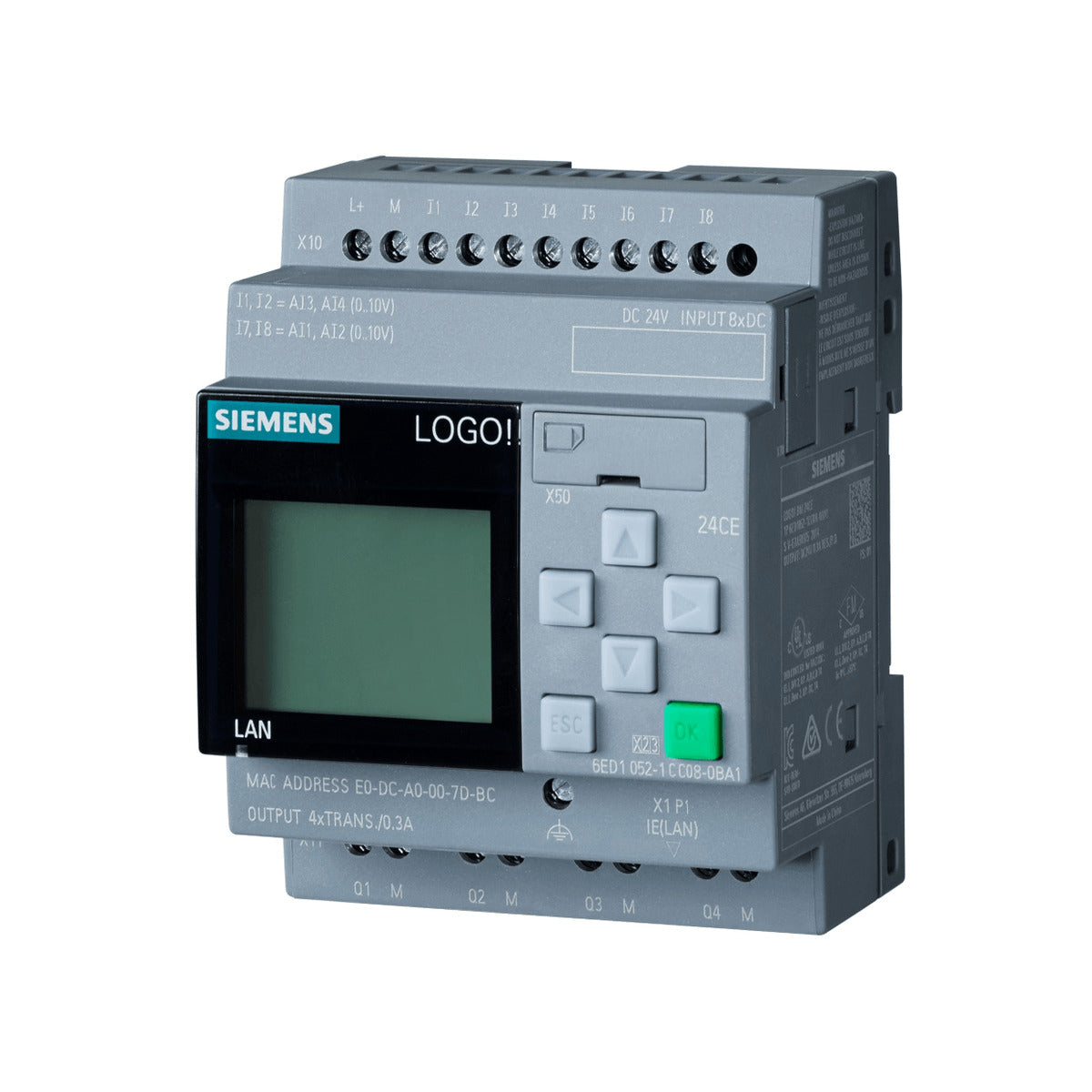 Controlador CLP 115/230V 8DI 4DO Rl Logo 6ED10521FB080BA2 Siemens