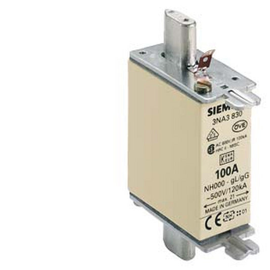 Fusível NH 000 Retardada 500VAC 100A Indicador Topo 3NA3830 Siemens